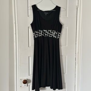 Perceptions Black and Silver Pleated Midi Dress